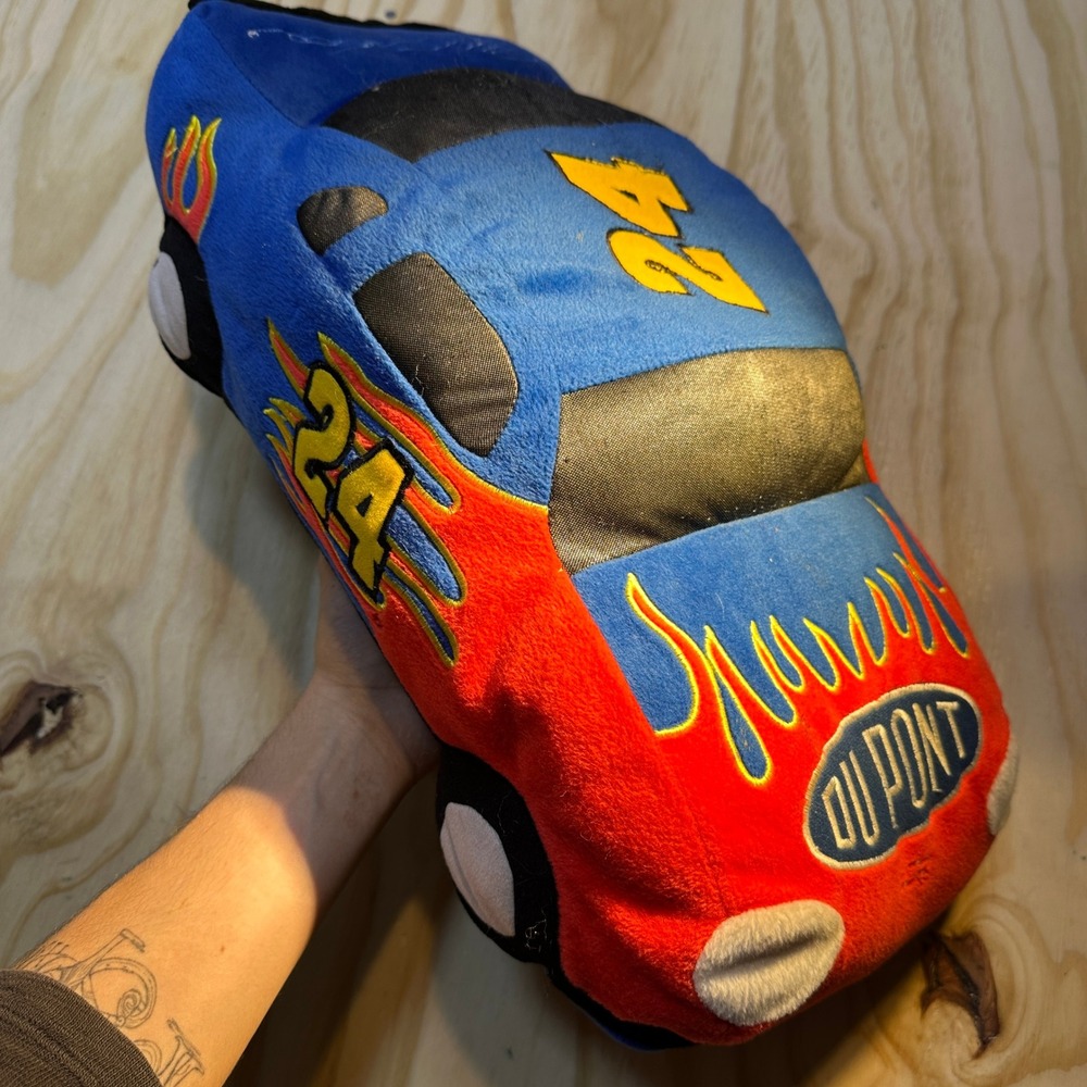 NASCAR Jeff Gordon 24 DuPont Plush Race Car Large Blue Red Flame Collectible